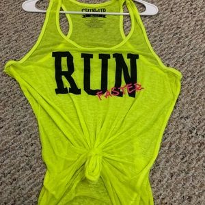 Neon green run faster tank top size XL